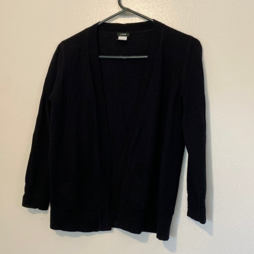 J.Crew 100% merino wool long sleeve open pocket cardigan black small